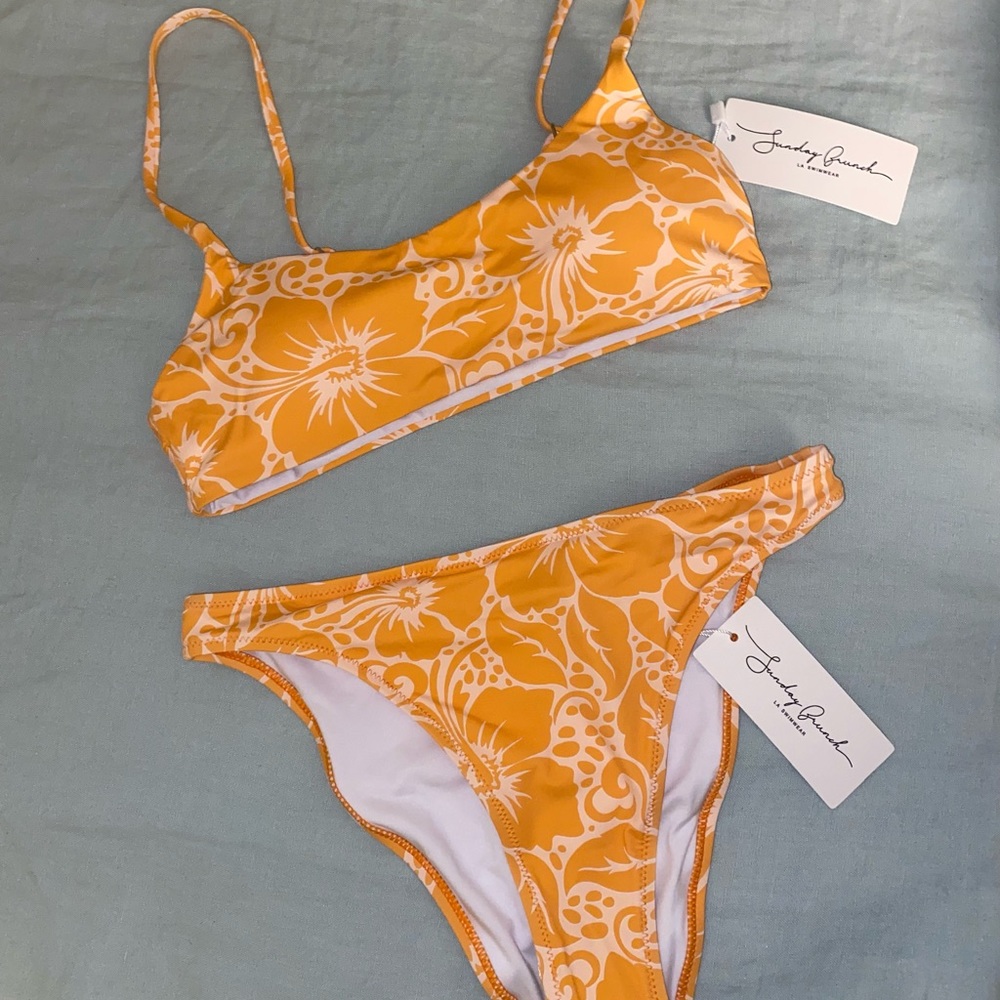NWT Grey Bandit Orange Hibiscus Bikini